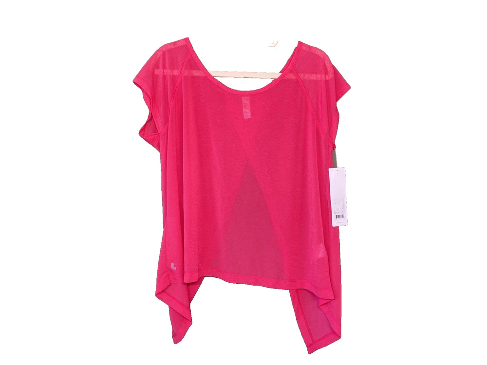 LOLE Shirt Womens Small NWTF Athletic Open Back Beth Top Pink Short Sleeve Gym